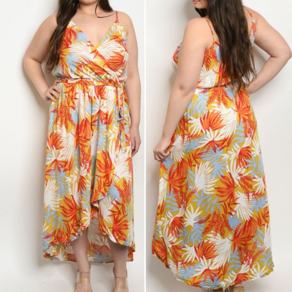 Tropical print maxi dress